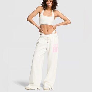 Pink CAMPUS FLEECE™ WIDE-LEG SPLIT-HEM SWEATPANTS
